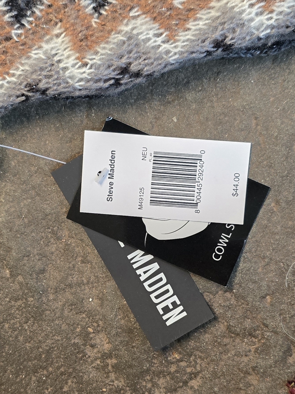 Steve Madden Brown Black White Knit Cowl Accessory